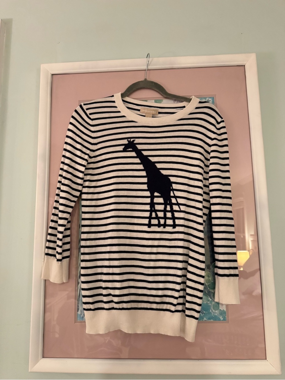 Banana Republic Black & White Striped Giraffe Sweater